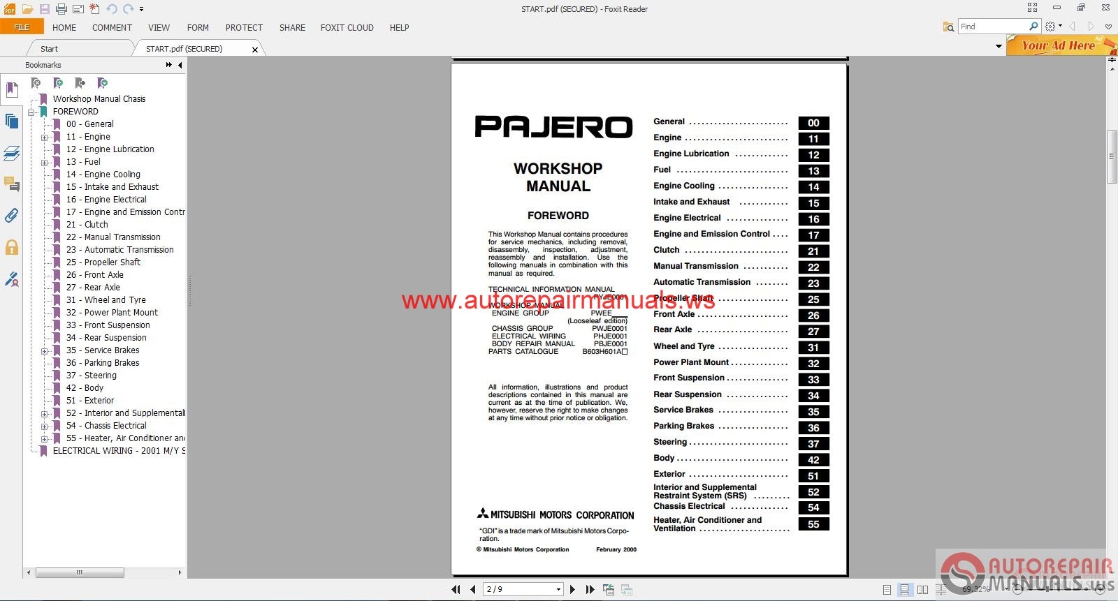 2015 pajero service manual